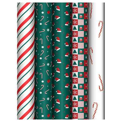 Упаковочная бумага глянц. 70*100см, MESHU "Christmas pattern", 80г/м2, ассорти 5 дизайнов (арт. 383280)
