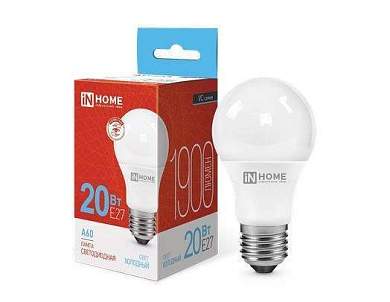 ASD/inHome VC ЛОН A60 E27 20W(1800lm) 6500К 6K 135x60 (без пульсации) 0310 (арт. 687186)