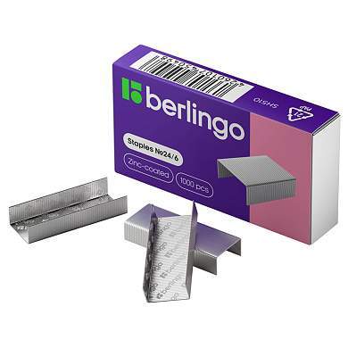Скобы для степлера №24/6 Berlingo, оцинкованные, 1000шт. (арт. 103949)