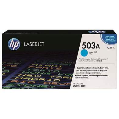 Картридж лазерный HP (Q7581A) ColorLaserJet CP3505/3800, голубой, оригинальный, ресурс 6000 страниц (арт. 360645)
