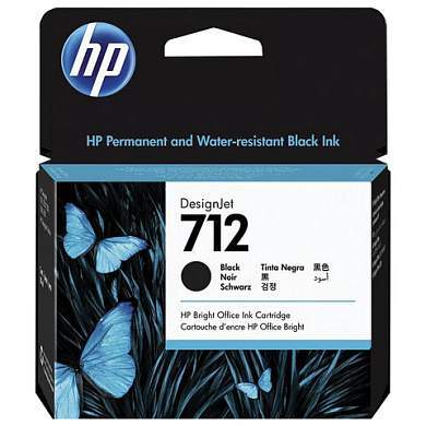 Картридж струйный для плоттера HP (3ED71A) DesignJet T230/T250/T630/T650, №712, черный, увеличенный ресурс, оригинальный (арт. 363911)
