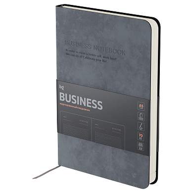 Ежедневник недатированный, А5, 136л., мягкий переплет, кожзам, BG "Business. Grey", серый (арт. 369933)