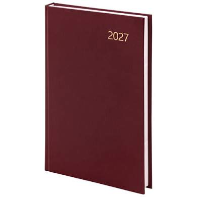 Ежедневник датированный 2027 145х215 мм, А5, STAFF, обложка бумвинил, бордовый, 117814 (арт. 117814)