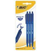 Ручки шариковые автоматические BIC "Round Stic Clic", НАБОР 3 шт., СИНИЕ, линия письма 0,32 мм, блистер, 926374 (арт. 143981)