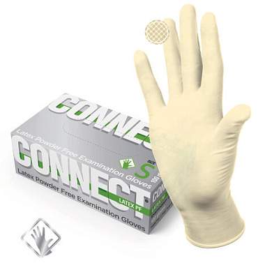 Перчатки смотровые латексные CONNECT, 50 пар (100 штук), размер S (малые), - (арт. 631133)