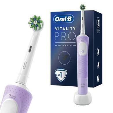 Зубная щетка электрическая ORAL-B (Орал-би) Vitality Pro, ЛИЛОВАЯ, 1 насадка, 80367617 (арт. 608718)