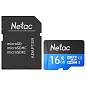 Карта памяти microSDHC 16 ГБ NETAC P500 Standard, UHS-I U1,80 Мб/с (class 10), адаптер, NT02P500STN-016G-R (арт. 513722)