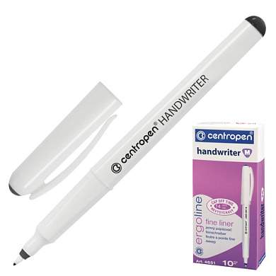 Ручка капиллярная (линер) ЧЕРНАЯ CENTROPEN "Handwriter", трехгранная, линия 0,5 мм, 4651, 2 4651 0112 (арт. 142293)