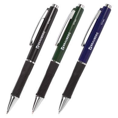 Ручка шариковая автоматическая с грипом BRAUBERG "Style", СИНЯЯ, корпус ассорти, узел 0,7 мм, линия письма 0,35 мм, 140587 (арт. 140587)