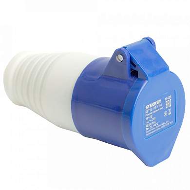 STEKKER силовая розетка CEE переносная ST-213 2P+PE 16А 220В IP44, RST16-213-44 49438 (арт. 892668)
