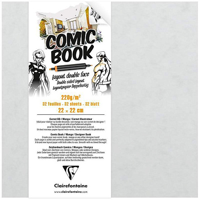 Скетчбук для маркеров 32л., 220*220 Clairefontaine "Comic book", на склейке, 220г/м2 (арт. 310581)