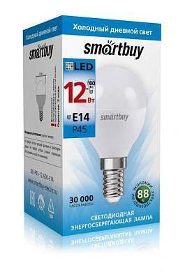 Smartbuy шар P45 E14 12W(960lm) 6000К 6К 45х86 матовая пластик SBL-P45-12-60K-E14 (арт. 781482)