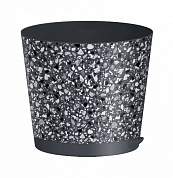 Горшок для цветов Stone Flower D=100мм (0,5л) прикорн.полив с декором, серый 221606735/01 Homver (арт. 800987)