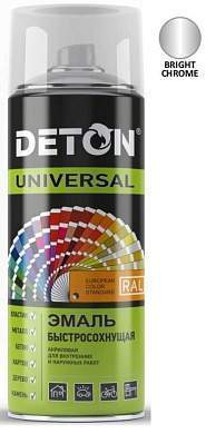 Эмаль аэрозоль 520мл акрил быстросохн. ХРОМ ЯРКИЙ арт.DTN-A07266 Deton Universal (арт. 717328)