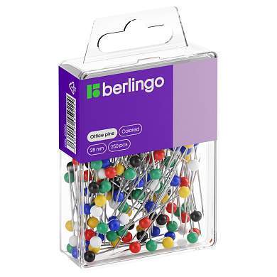 Булавки офисные Berlingo, 28мм, 250шт., пластик. коробка, европодвес (арт. 143860)