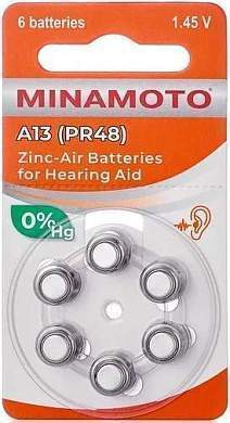Элемент питания Minamoto ZA13 (PR48) BL6 для слуховых аппаратов (арт. 828886)