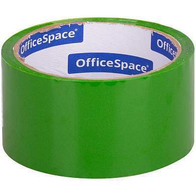 Клейкая лента упаковочная OfficeSpace, 48мм*40м, 45мкм, зеленая, ШК (арт. 212004)