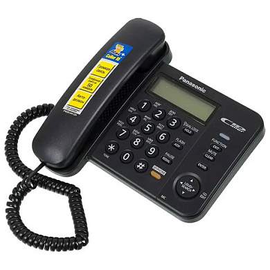 Телефон PANASONIC KX-TS2358RUB, черный, память 50 номеров, АОН, спикерфон, ЖК дисплей с часами, тональный / импульсный режим (арт. 260341)