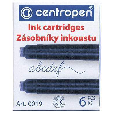 Картриджи чернильные СИНИЕ CENTROPEN, КОМПЛЕКТ 6 шт., 0019/6, 1 0019 0601 (арт. 143686)