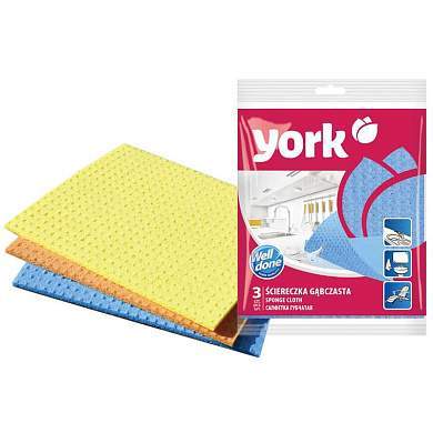 Салфетки для уборки York, набор 3шт., губчатые, 17,5*15,5см, ассорти (арт. 260613)