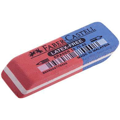 Ластик Faber-Castell "Latex Free", скошенный, комбинированный, синтетический каучук, 56*20*7мм (арт. 286058)