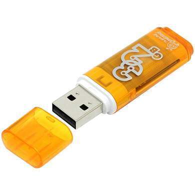 Память Smart Buy "Glossy" 32GB, USB 2.0 Flash Drive, оранжевый (арт. 230857)