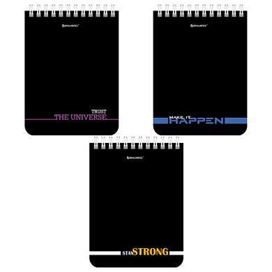 Блокнот МАЛЫЙ ФОРМАТ А6 108х145 мм, 40 л., гребень, картон, клетка, BRAUBERG, "Black & notes", 114389 (арт. 114389)