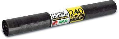 Мешки Для Мусора (Пакеты) 240Л/10Шт, 40Мк, Пвд, Рулон, Черные, 101-037 Grifon (арт. 451899)