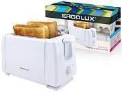 Тостер ERGOLUX ELX-ET01-C01 700W, регулятор прожарки, поддон для крошек, пластик/металл/белый (арт. 718832)