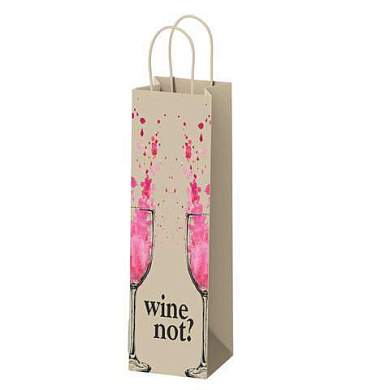 Крафт пакет бумажный Wine not? 15х8х39см с кручеными ручками, плотность 80 гр/м2, 115, 115809 (арт. 701011)