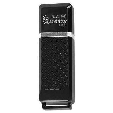 Флеш-диск 16 GB, SMARTBUY Quartz, USB 2.0, черный, SB16GBQZ-K (арт. 512765)