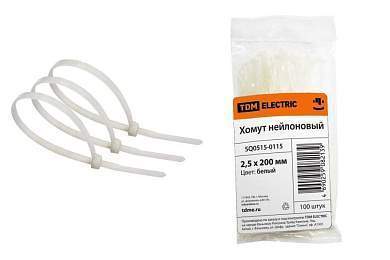 TDM хомут 2,5х200мм нейлон, белый (уп. 100шт., цена за уп.) (20!) SQ0515-0115 (арт. 330910)