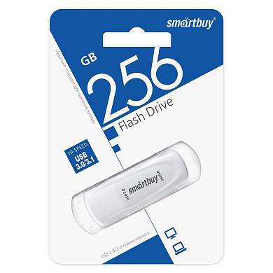 Память Smart Buy "Crown" 256GB, USB 3.0 Flash Drive, белый (арт. 376306)