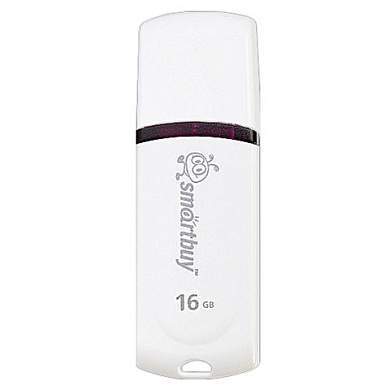 Флеш-диск 16 GB, SMARTBUY Paean, USB 2.0, белый, SB16GBPN-W (арт. 512767)