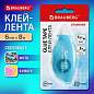 Клей-лента BRAUBERG STANDARD, 6 мм х 8 м, корпус матовый голубой, блистер, 273027 (арт. 273027)