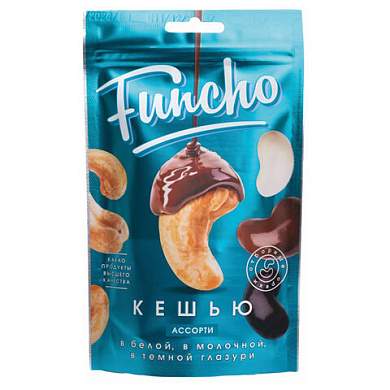 Кешью в белой, молочной и темной глазури FUNCHO ассорти, 100 г, 26604 (арт. 624935)