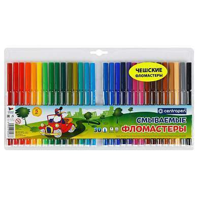 Фломастеры Centropen "Washable", 30цв., смываемые, блистер (арт. 106414)
