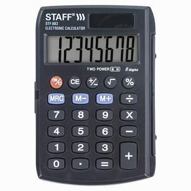 Калькулятор карманный STAFF STF-883 (95х62 мм), 8 разрядов, двойное питание, 250196 (арт. 250196)
