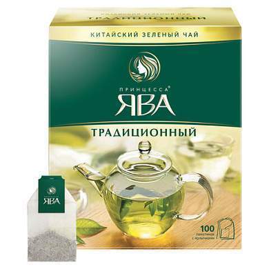 Чай ПРИНЦЕССА ЯВА зеленый, 100 пакетиков по 2 г, 0880-18 (арт. 621043)