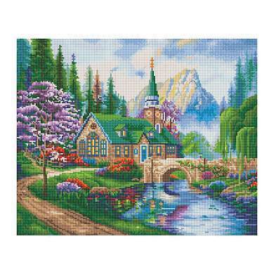 Алмазная мозаика ТРИ СОВЫ "Церковь в горах", 40*50см, холст, картонная коробка с пластиковой ручкой (арт. 344317)