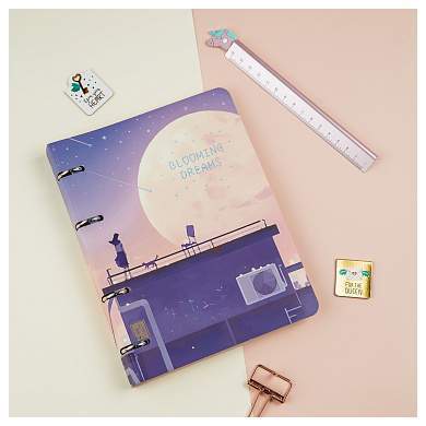 Тетрадь на кольцах А5, 100л., MESHU "Blooming dreams", картон, матовая ламинация, тиснение фольгой (арт. 352215)