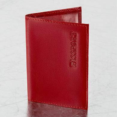 Обложка для паспорта натуральная кожа галант, "PASSPORT", красная, BRAUBERG, 237178 (арт. 237178)
