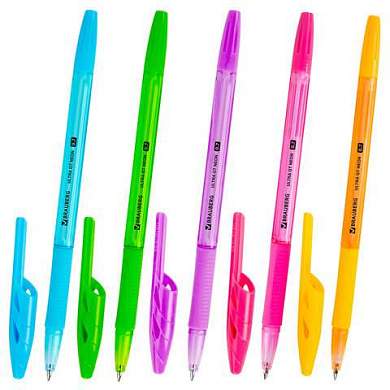 Ручка шариковая с грипом BRAUBERG "ULTRA GT NEON", СИНЯЯ, корпус ассорти, линия 0,35 мм, 144054 (арт. 144054)