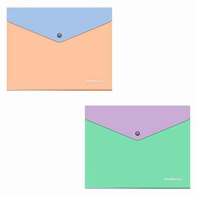 Папка-конверт с кнопкой ERICH KRAUSE "Matt Pastel Bloom", А5+, до 120 л., с карманом, ассорти, 0,18 мм, 61150 (арт. 272928)