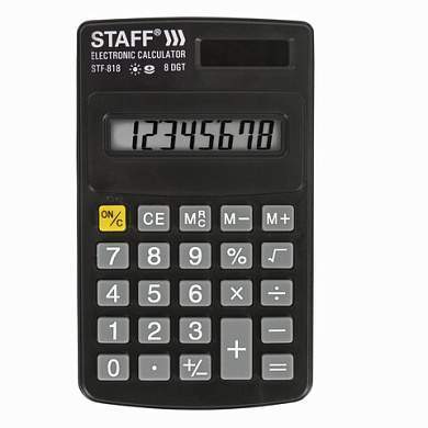 Калькулятор карманный STAFF STF-818 (102х62 мм), 8 разрядов, двойное питание, 250142 (арт. 250142)