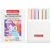 Набор текстовыделителей 30 ЦВЕТОВ BRAUBERG "SUPER MIX", линия 1-5 мм, мягкий скошенный наконечник, 152539 (арт. 152539)