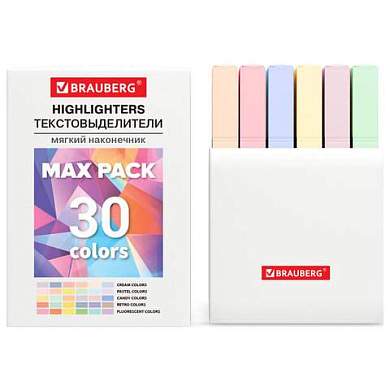 Набор текстовыделителей 30 ЦВЕТОВ BRAUBERG "SUPER MIX", линия 1-5 мм, мягкий скошенный наконечник, 152539 (арт. 152539)