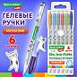 Ручки гелевые МЕТАЛЛИК BRAUBERG KIDS "CUTE ANIMALS", НАБОР 6 ЦВЕТОВ, корпус с печатью, узел 1 мм, линия письма 0,7 мм, 144440 (арт. 144440)