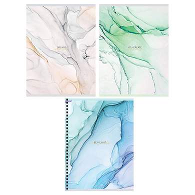 Тетрадь 80л., А5, клетка на гребне GreenwichLine "Marble color", матовая ламинация, тиснение фольгой, 70г/м2 (арт. 361273)