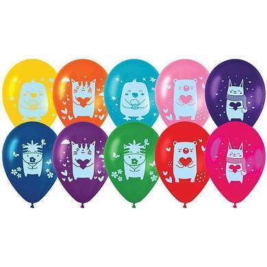 Воздушные шары, 50шт., М12/30см, MESHU "Kids friends", пастель, ассорти (арт. 330715)